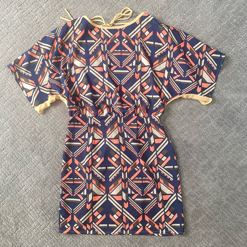 Navy Geometric Print Dress